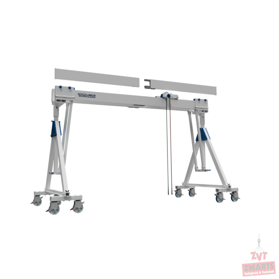 Schilling Aluminium portaalkraan dubbele balk verrijbaar middel