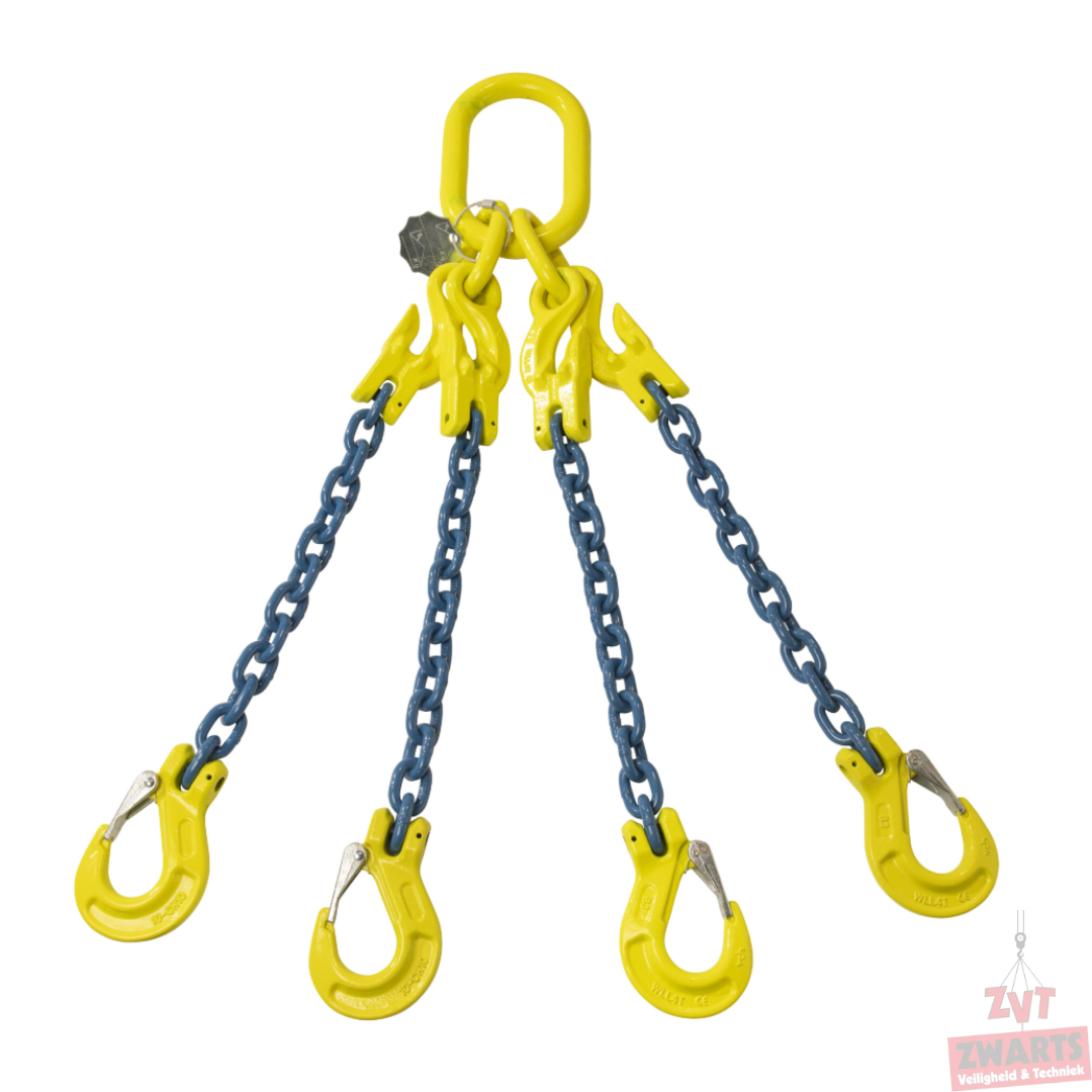 Ketting 4-sprong met inkorthaak - 10mm - 8/6 Ton